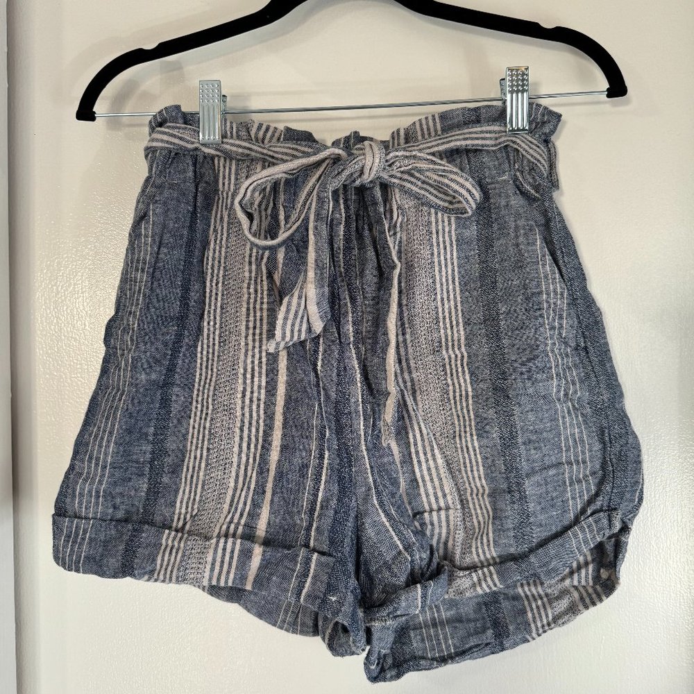 Express Blue Multicolor Distressed Relax Denim Shorts Women's Size XS High Waist